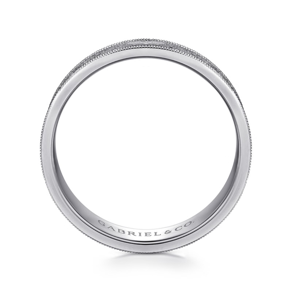 Gabriel Stuart Men's 14K White Gold Wedding Band Image 2 SVS Fine Jewelry Oceanside, NY