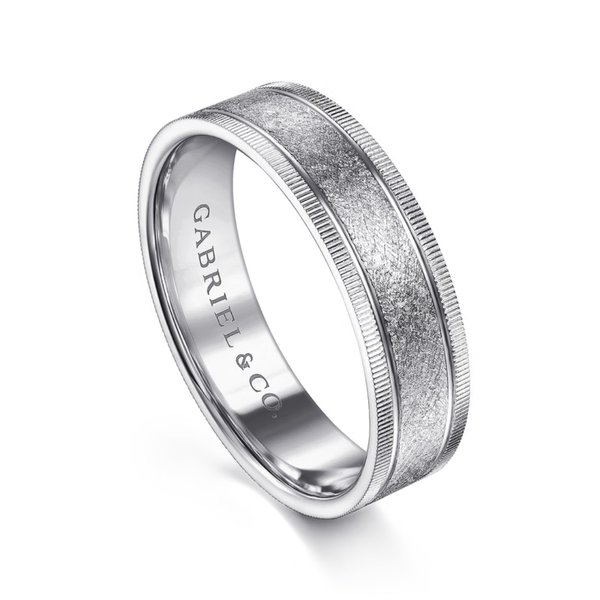 Gabriel Stuart Men's 14K White Gold Wedding Band Image 3 SVS Fine Jewelry Oceanside, NY