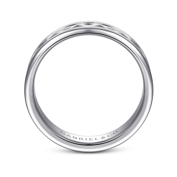 Gabriel Jack Men's 14K White Gold Wedding Band Image 2 SVS Fine Jewelry Oceanside, NY