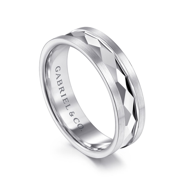 Gabriel Jack Men's 14K White Gold Wedding Band Image 3 SVS Fine Jewelry Oceanside, NY