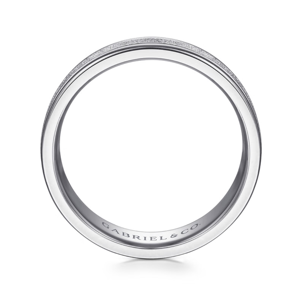 Gabriel Matteo Men's 14K White Gold Wedding Band Image 2 SVS Fine Jewelry Oceanside, NY