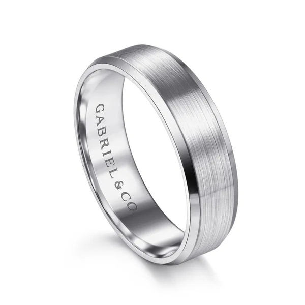 Gabriel Caleb Men's 14K White Gold Wedding Band Image 3 SVS Fine Jewelry Oceanside, NY