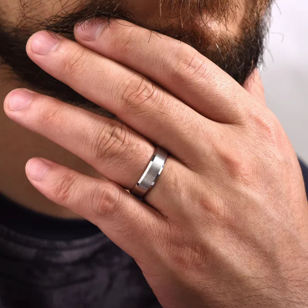 Gabriel Caleb Men's 14K White Gold Wedding Band Image 4 SVS Fine Jewelry Oceanside, NY