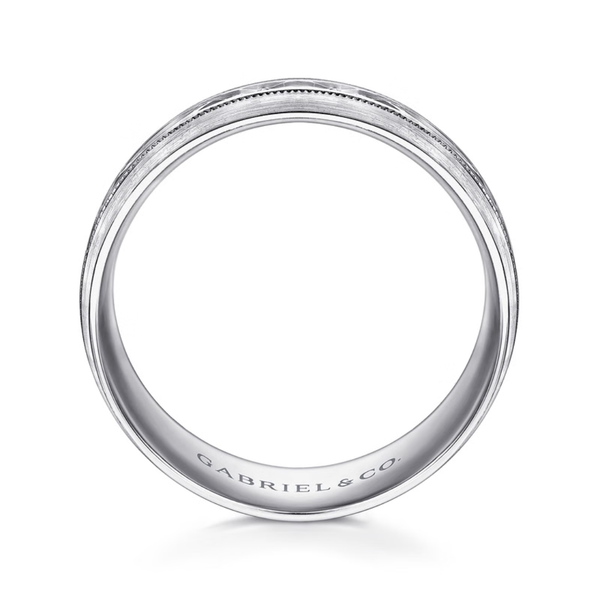 Gabriel Russell Men's 14K White Gold Wedding Band Image 2 SVS Fine Jewelry Oceanside, NY
