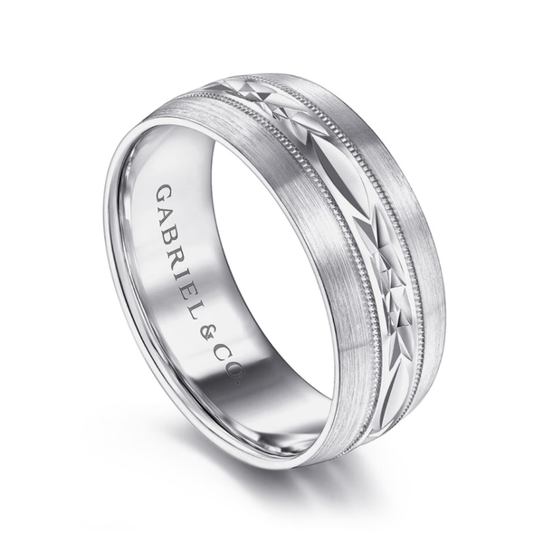 Gabriel Russell Men's 14K White Gold Wedding Band Image 3 SVS Fine Jewelry Oceanside, NY