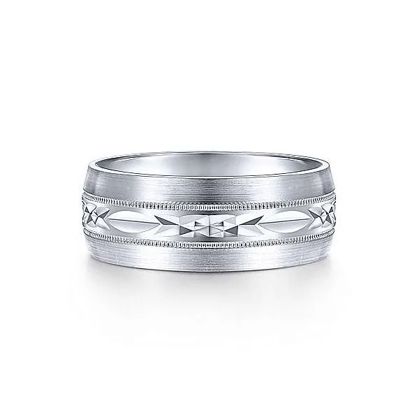 Gabriel Russell Men's 14K White Gold Wedding Band SVS Fine Jewelry Oceanside, NY