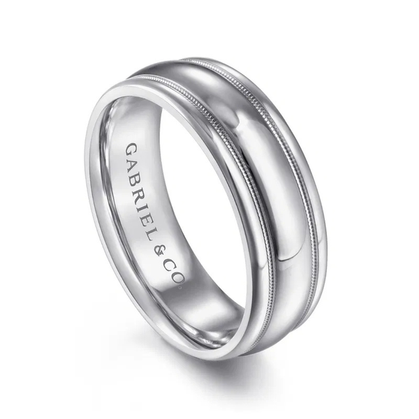 Gabriel William Men's 14K White Gold Wedding Band Image 2 SVS Fine Jewelry Oceanside, NY