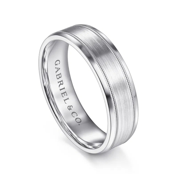 Gabriel Josiah Men's 14K White Gold Wedding Band Image 3 SVS Fine Jewelry Oceanside, NY