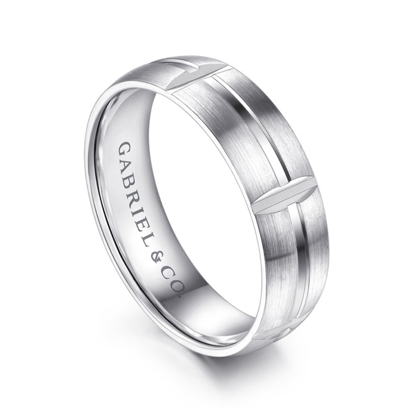 Gabriel Levi Men's 14K White Gold Wedding Band Image 3 SVS Fine Jewelry Oceanside, NY