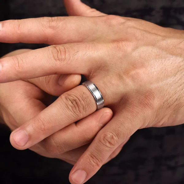 Gabriel Grayson Men's 14K White Gold Wedding Band Image 4 SVS Fine Jewelry Oceanside, NY