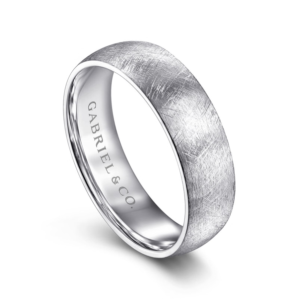 Gabriel Isaac Men's 14K White Gold Wedding Band Image 3 SVS Fine Jewelry Oceanside, NY