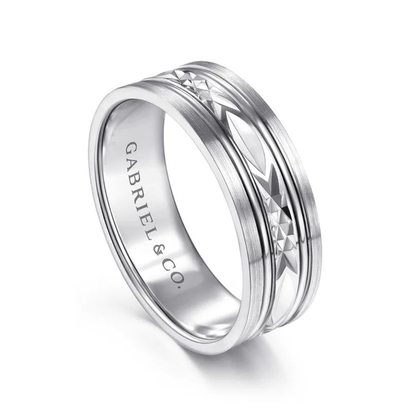 Gabriel Franco Men's 14K White Gold Wedding Band Image 4 SVS Fine Jewelry Oceanside, NY