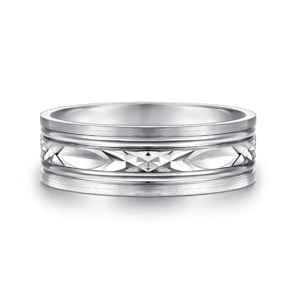Gabriel Franco Men's 14K White Gold Wedding Band SVS Fine Jewelry Oceanside, NY