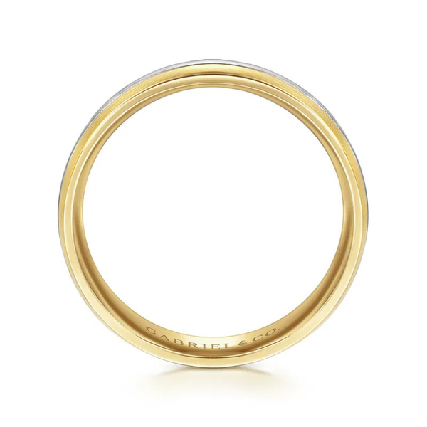Gabriel Ezra Men's White & Yellow Gold Wedding Band Image 2 SVS Fine Jewelry Oceanside, NY