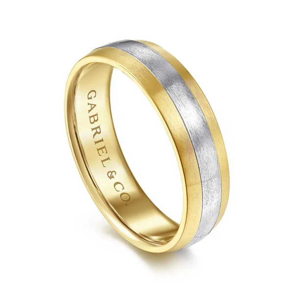 Gabriel Ezra Men's White & Yellow Gold Wedding Band Image 3 SVS Fine Jewelry Oceanside, NY