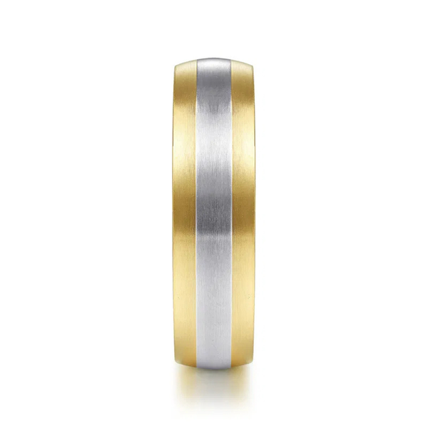 Gabriel Ezra Men's White & Yellow Gold Wedding Band Image 4 SVS Fine Jewelry Oceanside, NY