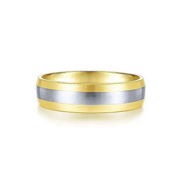 Gabriel Ezra Men's White & Yellow Gold Wedding Band SVS Fine Jewelry Oceanside, NY