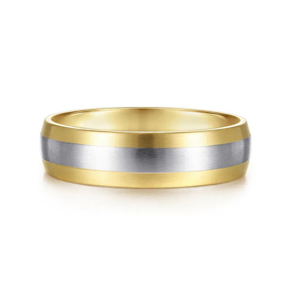 Gabriel Ezra Men's White & Yellow Gold Wedding Band SVS Fine Jewelry Oceanside, NY