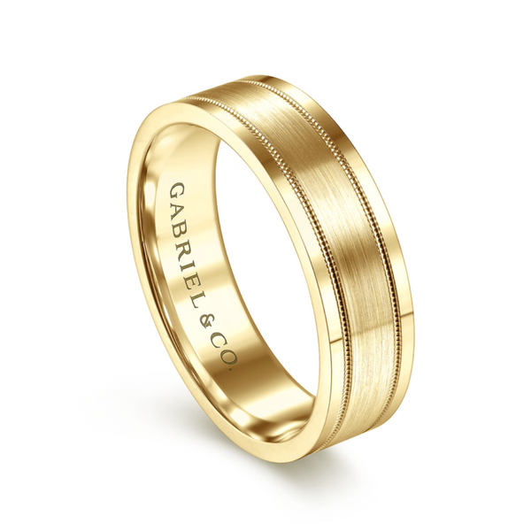 Gabriel Noah Men's 14K Yellow Gold Wedding Band Image 3 SVS Fine Jewelry Oceanside, NY