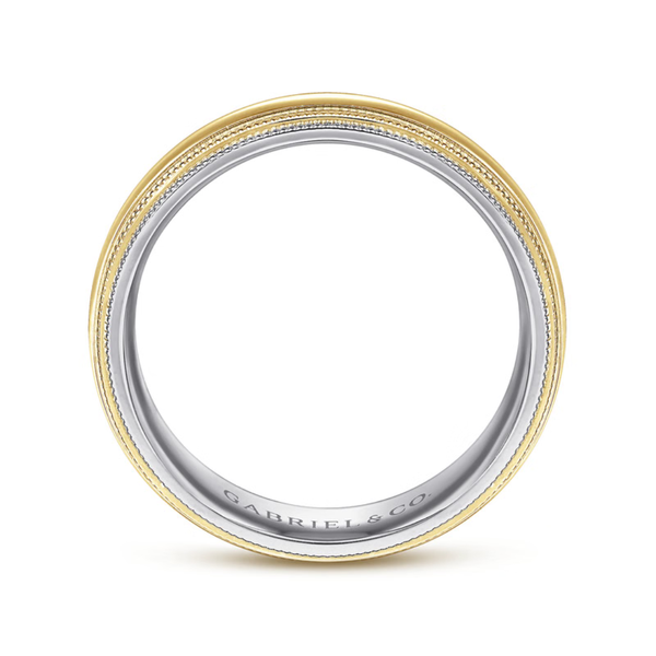 Gabriel Damien Men's White & Yellow Gold Wedding Band Image 2 SVS Fine Jewelry Oceanside, NY