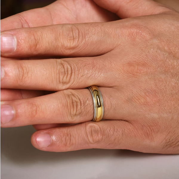 Gabriel Damien Men's White & Yellow Gold Wedding Band Image 5 SVS Fine Jewelry Oceanside, NY