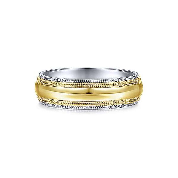 Gabriel Damien Men's White & Yellow Gold Wedding Band SVS Fine Jewelry Oceanside, NY