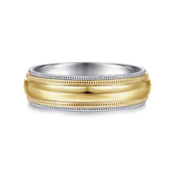 Gabriel Damien Men's White & Yellow Gold Wedding Band SVS Fine Jewelry Oceanside, NY