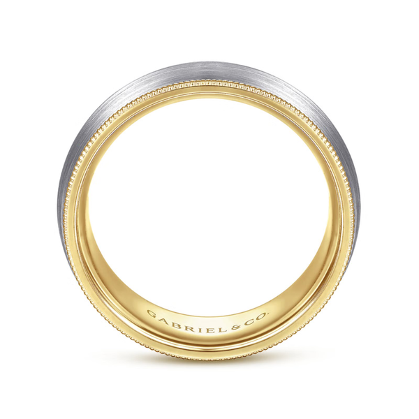 Gabriel Aaron Men's White & Yellow Gold Wedding Band Image 2 SVS Fine Jewelry Oceanside, NY