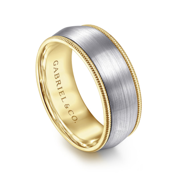 Gabriel Aaron Men's White & Yellow Gold Wedding Band Image 3 SVS Fine Jewelry Oceanside, NY