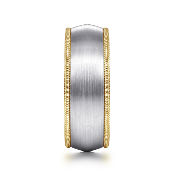 Gabriel Aaron Men's White & Yellow Gold Wedding Band Image 4 SVS Fine Jewelry Oceanside, NY