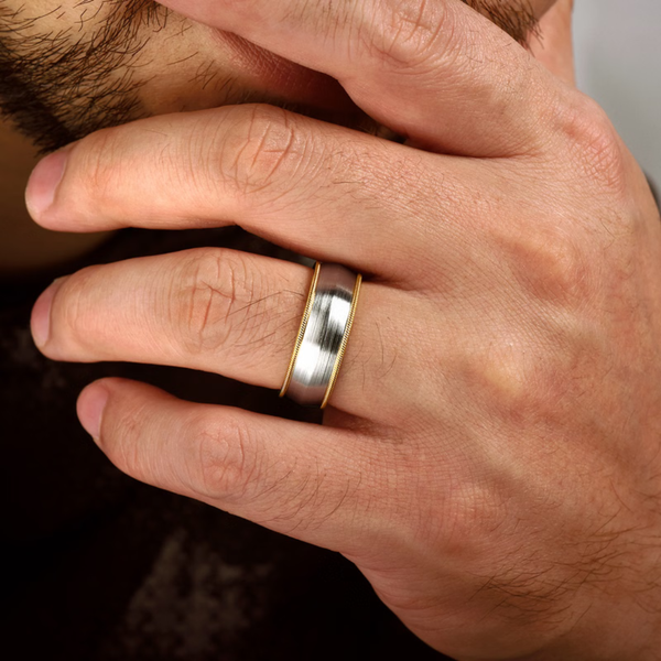 Gabriel Aaron Men's White & Yellow Gold Wedding Band Image 5 SVS Fine Jewelry Oceanside, NY