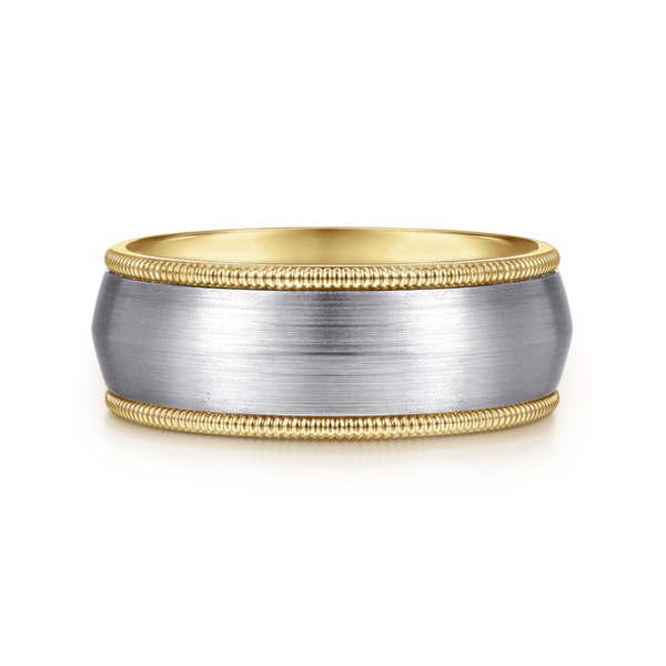 Gabriel Aaron Men's White & Yellow Gold Wedding Band SVS Fine Jewelry Oceanside, NY