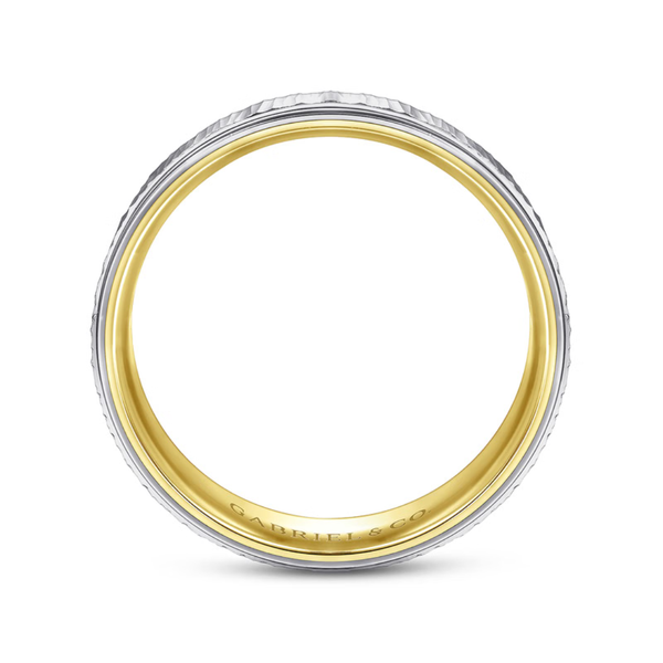 Gabriel Jace Men's White & Yellow Gold Wedding Band Image 2 SVS Fine Jewelry Oceanside, NY