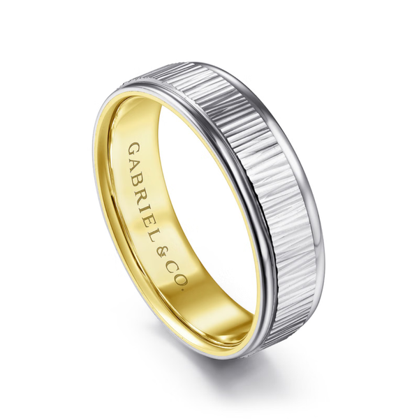 Gabriel Jace Men's White & Yellow Gold Wedding Band Image 3 SVS Fine Jewelry Oceanside, NY