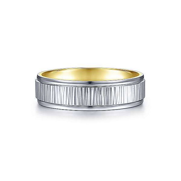 Gabriel Jace Men's White & Yellow Gold Wedding Band SVS Fine Jewelry Oceanside, NY