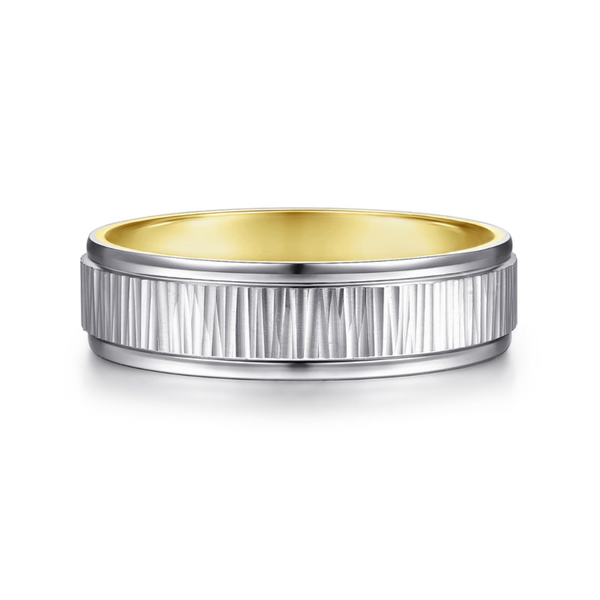 Gabriel Jace Men's White & Yellow Gold Wedding Band SVS Fine Jewelry Oceanside, NY