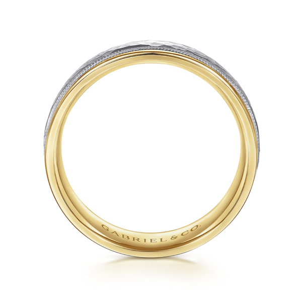 Gabriel Archie Men's White & Yellow Gold Wedding Band Image 2 SVS Fine Jewelry Oceanside, NY
