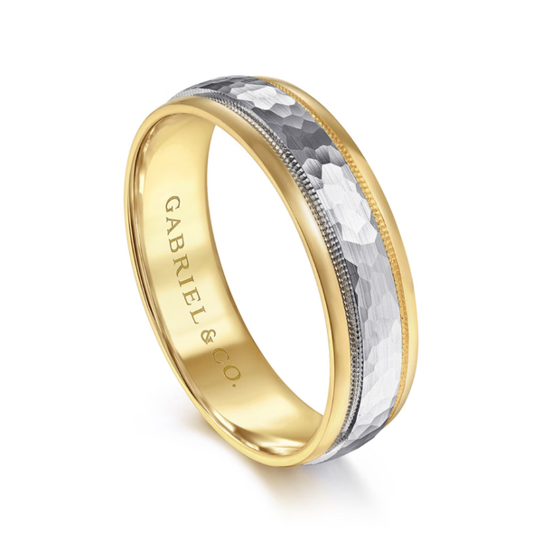 Gabriel Archie Men's White & Yellow Gold Wedding Band SVS Fine Jewelry Oceanside, NY