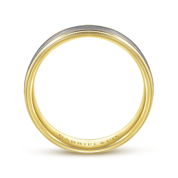 Gabriel Evan Men's White & Yellow Gold Wedding Band Image 2 SVS Fine Jewelry Oceanside, NY