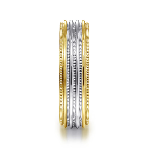 Gabriel Evan Men's White & Yellow Gold Wedding Band Image 4 SVS Fine Jewelry Oceanside, NY