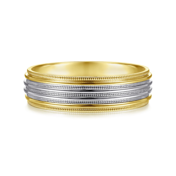 Gabriel Evan Men's White & Yellow Gold Wedding Band SVS Fine Jewelry Oceanside, NY
