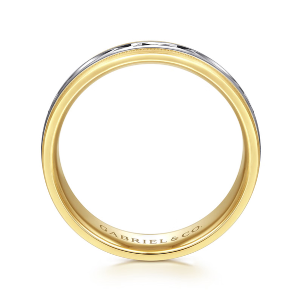 Gabriel Christopher Men's White & Yellow Gold Wedding Band Image 2 SVS Fine Jewelry Oceanside, NY