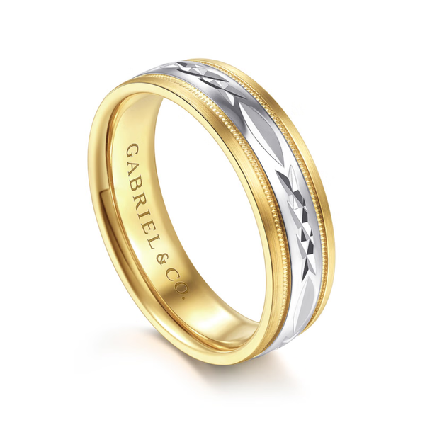 Gabriel Christopher Men's White & Yellow Gold Wedding Band Image 3 SVS Fine Jewelry Oceanside, NY