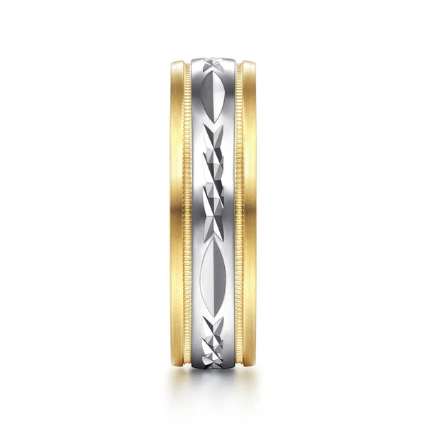 Gabriel Christopher Men's White & Yellow Gold Wedding Band Image 4 SVS Fine Jewelry Oceanside, NY