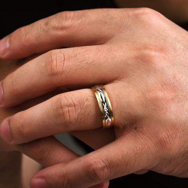 Gabriel Christopher Men's White & Yellow Gold Wedding Band Image 5 SVS Fine Jewelry Oceanside, NY