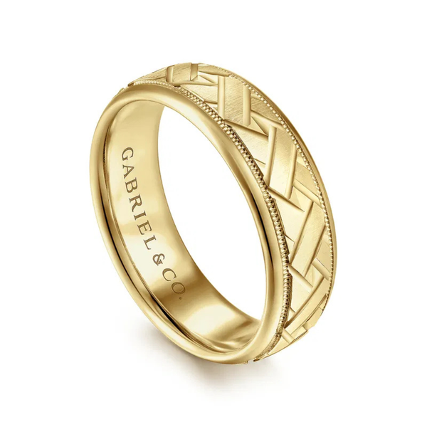 Gabriel Oliver Men's 14K Yellow Gold Wedding Band Image 2 SVS Fine Jewelry Oceanside, NY