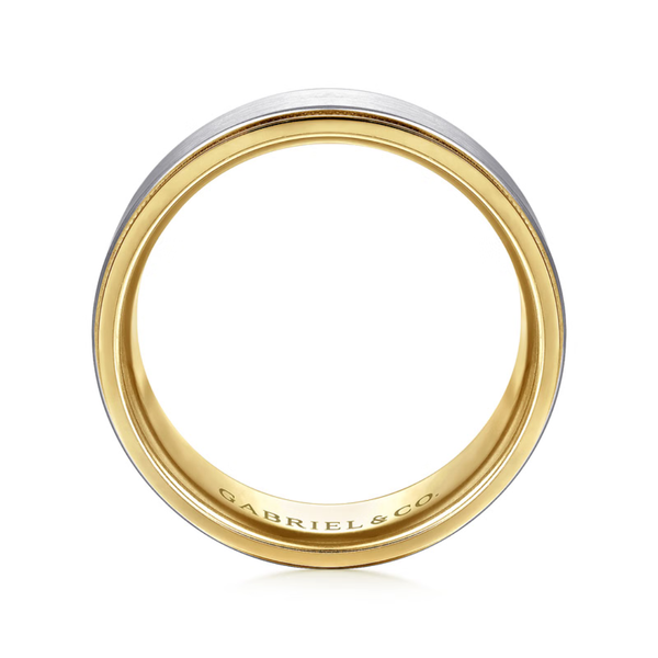 Gabriel Liam Men's White & Yellow Gold Wedding Band Image 2 SVS Fine Jewelry Oceanside, NY