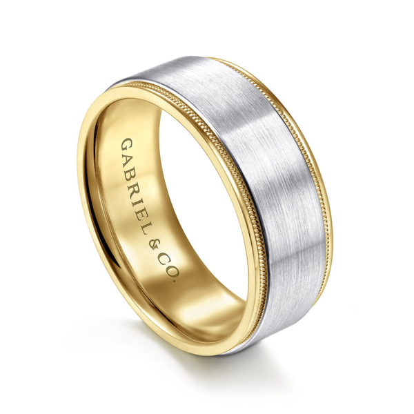 Gabriel Liam Men's White & Yellow Gold Wedding Band Image 3 SVS Fine Jewelry Oceanside, NY
