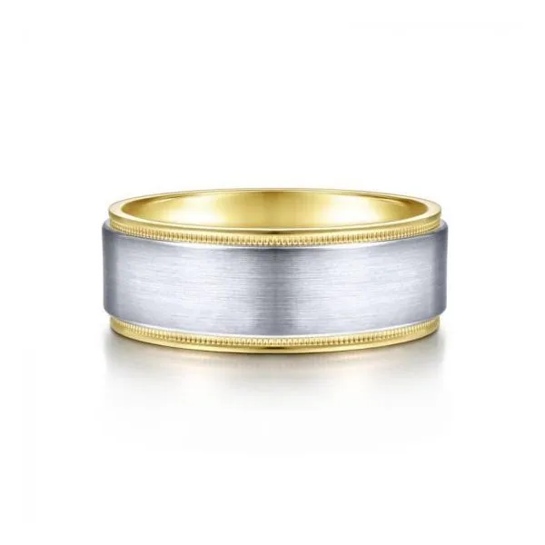 Gabriel Liam Men's White & Yellow Gold Wedding Band SVS Fine Jewelry Oceanside, NY