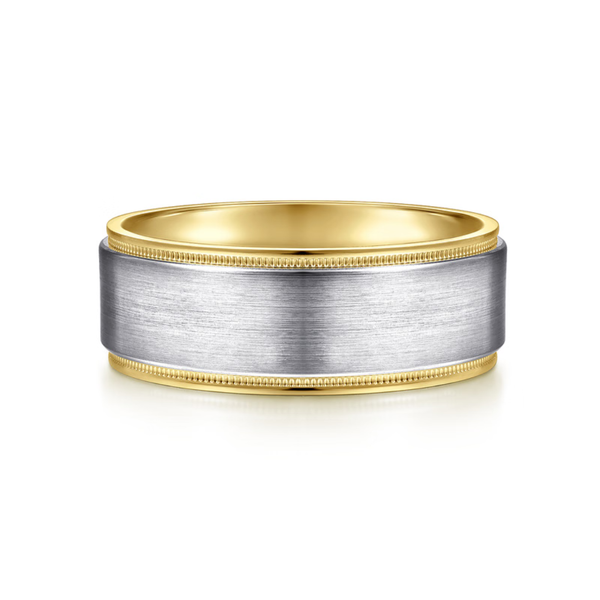Gabriel Liam Men's White & Yellow Gold Wedding Band SVS Fine Jewelry Oceanside, NY